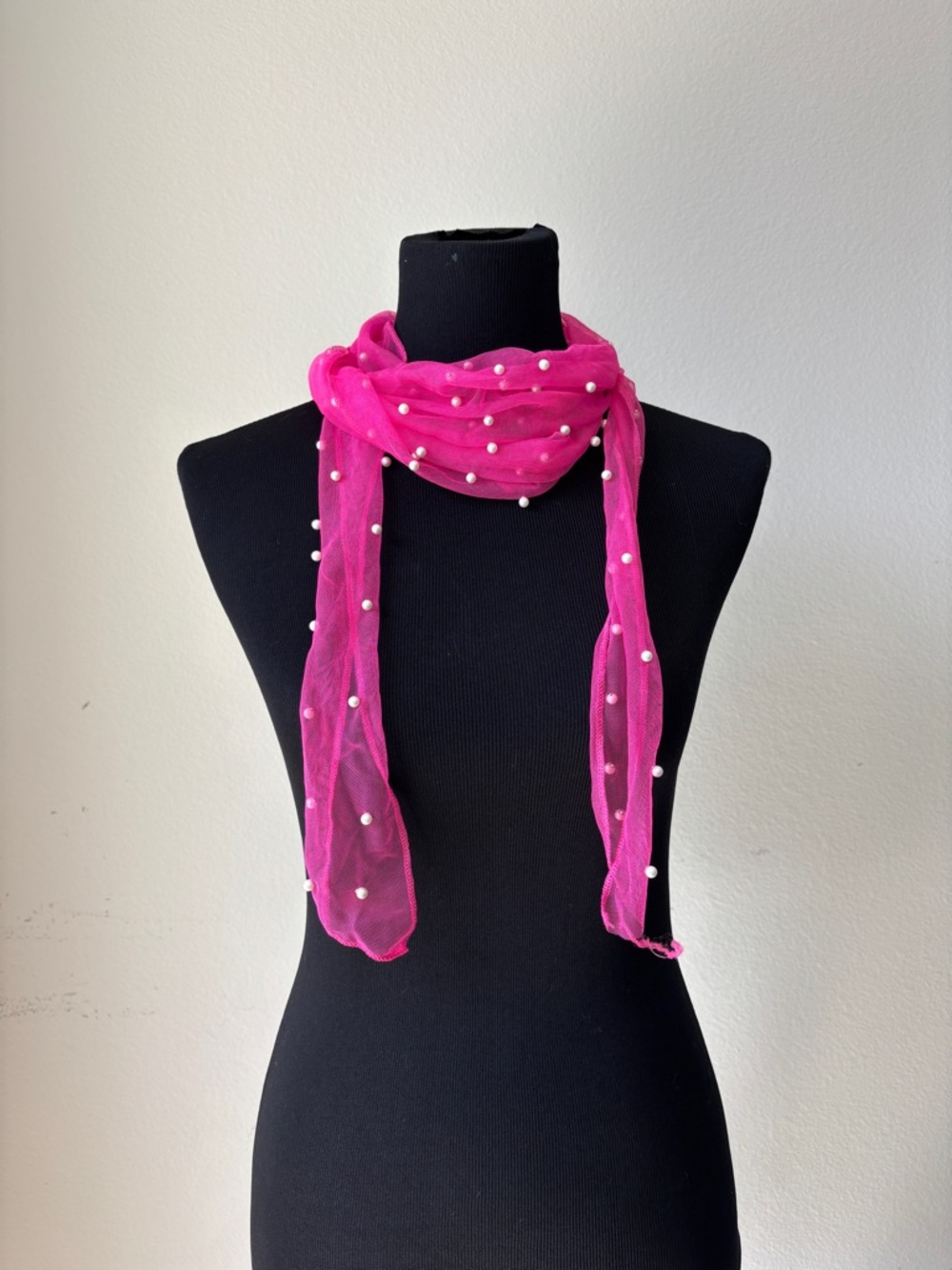 Pink Pearl Accent Sheer Scarf